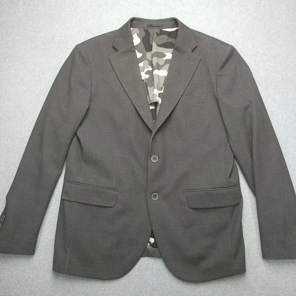 Hammer Made Sport Coat Mens 42 Gray Geometric‎ Camo Lining Stretch Double Vent